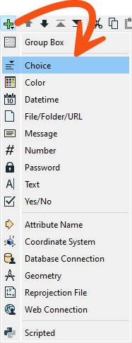 Choice user parameter type